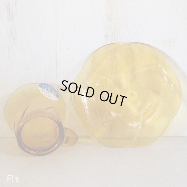 画像5: 石塚硝子　アデレックス　強化ガラス　カップ＆ソーサー　アンバー　花　未使用品（N4164）