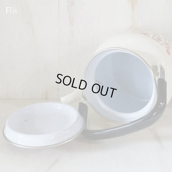 画像4: 富士ホーロー　ハニーウェア　レトロ　ホーローケトル　2.3L　蓋赤　小花柄　未使用品（店4173）