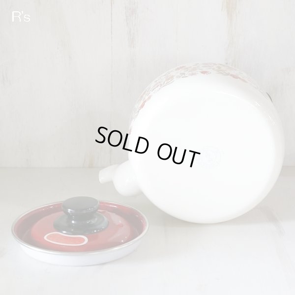 画像5: 富士ホーロー　ハニーウェア　レトロ　ホーローケトル　2.3L　蓋赤　小花柄　未使用品（店4173）