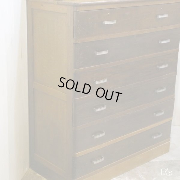 画像10: 木製　レトロ　6段タンス　飾り棚付き　ユーズド品（店4181）