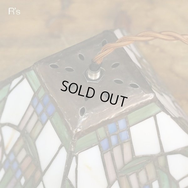 画像6: ステンドグラス　ペンダントライト　吊り下げ照明　花柄　ユーズド品（店4179）