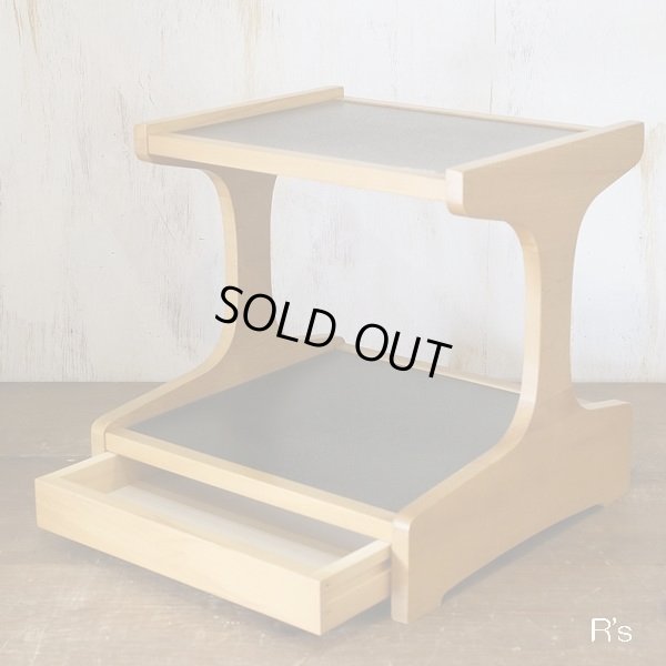 画像2: カリモク　卓上電話台　小引き出し付き　2段　ユーズド美品（店4197）