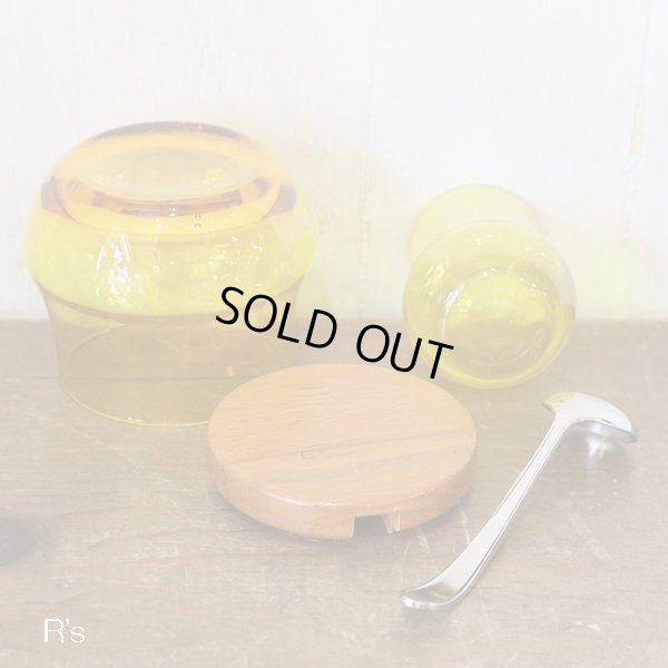 画像4: レトロ　Yオリジナル　FIRST　GLASS　シュガーポット＆スプーン＆クリーマーセット　アンバー　未使用品（箱9　4226）