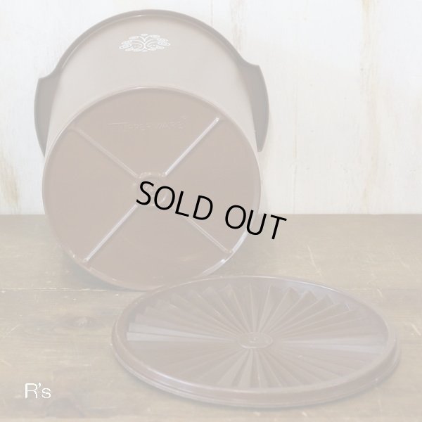 画像8: タッパーウェア　マキシデコレーター　丸型保存容器　ブラウン　ユーズド品（店4314）