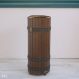 カリモク　木製　傘立て　アンブレラスタンド　樽型　ユーズド品（店4342）