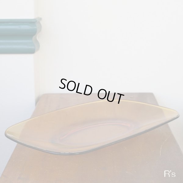 画像2: フランス　VERECO　ベレコ　ガラスプラター/大皿/角皿　アンバー　未使用品（ｋ4357）