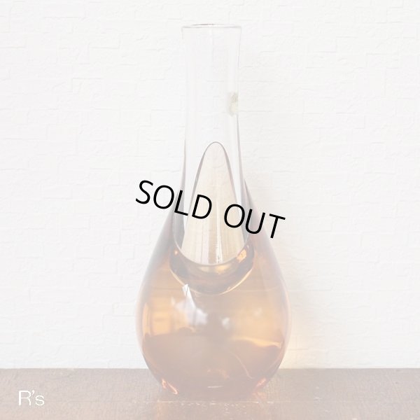 画像5: ノリタケクリスタル　ガラスフラワーベース　一輪挿し　アンバー　未使用品（a4415）