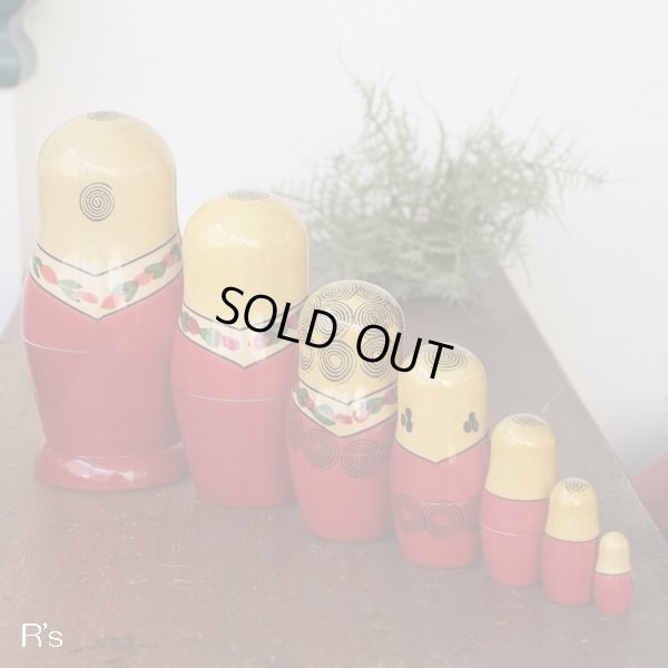 画像4: USSR　マトリョーシカ人形　スカーフを巻いた女性　7体セット　ユーズド品（ｑ4446）