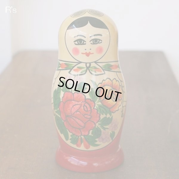 画像2: USSR　マトリョーシカ人形　スカーフを巻いた女性　7体セット　ユーズド品（ｑ4446）