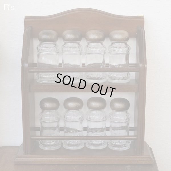 画像2: 台湾製　アンティーク風　木製スパイスラック　小瓶8個付き　未使用品（ｓ4457）