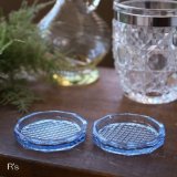 古いガラス小皿　薬味入れ　2枚セット　ブルー　アンティーク品（ｖ4568）