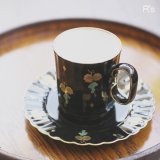 NAKAYAMA　ナカヤマ　コーヒーカップ＆ソーサー　葡萄柄　金彩×黒　ユーズド品（ツ4619）