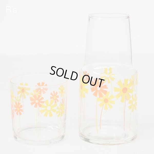 画像5: レトロ　冠水瓶　ガラス　ウォーターピッチャー＆グラスセット　花柄　未使用品（ｘ4650）