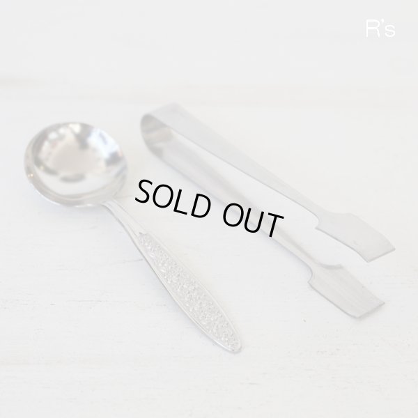 画像9: レトロ　調味料入れ　3連　薬味入れ　オレンジ　スプーン＆トング付き　未使用品（ｙ4671）