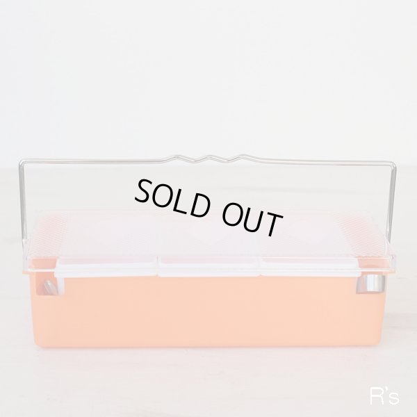 画像2: レトロ　調味料入れ　3連　薬味入れ　オレンジ　スプーン＆トング付き　未使用品（ｙ4671）