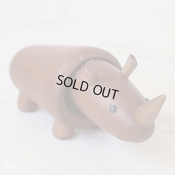 画像3: 千趣会　ロイヤルペット　サイ　木製　動物の置物　ユーズド品（箱10　4693）