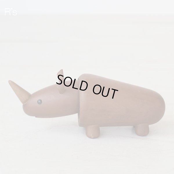 画像2: 千趣会　ロイヤルペット　サイ　木製　動物の置物　ユーズド品（箱10　4693）