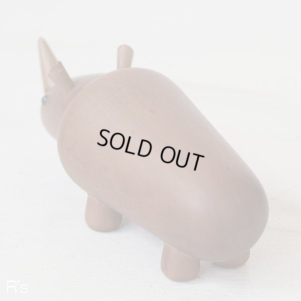 画像4: 千趣会　ロイヤルペット　サイ　木製　動物の置物　ユーズド品（箱10　4693）