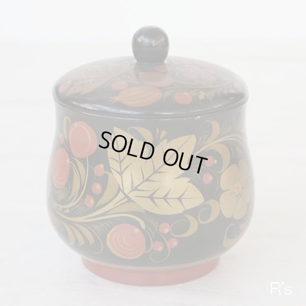 画像4: USSR　ソビエト連邦製　小物入れ　キャニスター　黒地に花柄　ユーズド品（店4706）