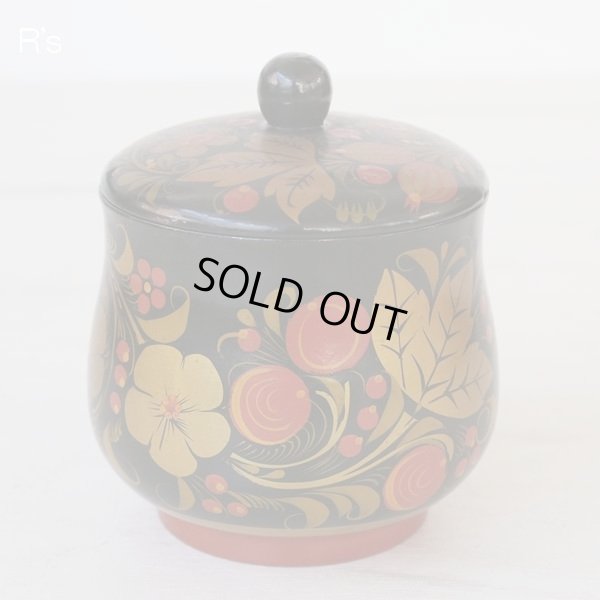 画像2: USSR　ソビエト連邦製　小物入れ　キャニスター　黒地に花柄　ユーズド品（店4706）