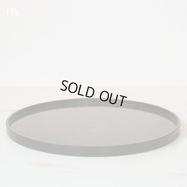 画像3: 稲忠漆芸堂　輪島塗　丸盆　木製トレー　芍薬　黒　ユーズド品（ク4775）