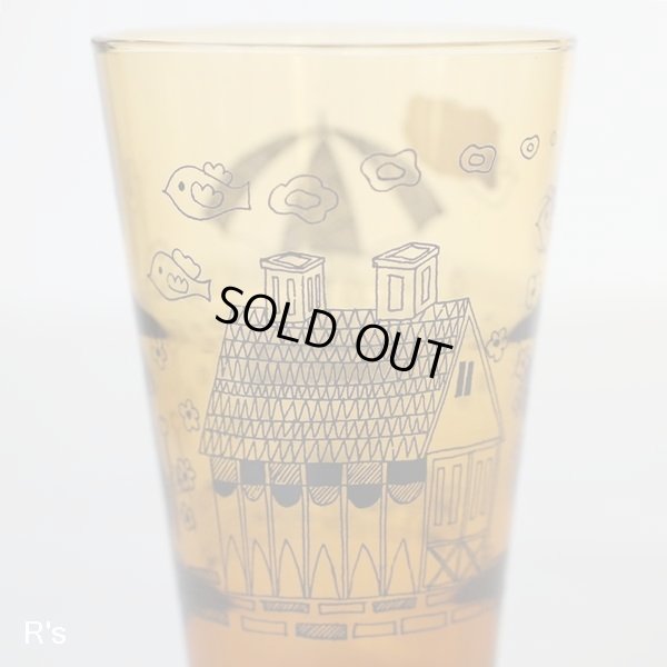 画像6: NT　ノリタケ　レトロ　脚付きグラス　タンブラー　メルヘンなイラスト　アンバー　未使用品（ま4860）