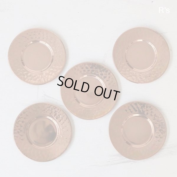 画像3: Shinko　新光金属　COPPER100　銅製コースター　5枚セット　鎚目　未使用品　袋入り（ヲ4903）