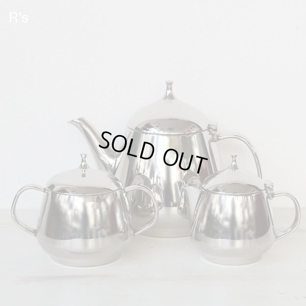 画像3: LUCKYWOOD　ラッキーウッド　RUBIEN　ルビアン　18-10ステンレス　ティー・コーヒーポット＆シュガー＆クリーマー3点セット　展示品（ｎ4908）