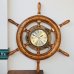 画像1: 船　操舵輪型　木製　壁掛け時計/ウォールクロック　SHIP'S　CLOCK　ユーズド品（店4949） (1)