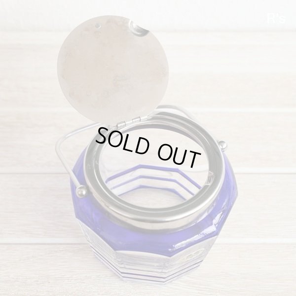 画像6: レトロ　ガラス　シュガーポット　スプーン付き　ブルー　ユーズド品（も5032）