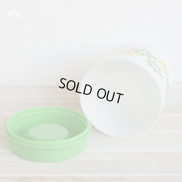 画像4: 蝶印プラスチック工業　レトロ　キャニスター　調味料入れ　プラスチックケース　花柄　蓋グリーン　ユーズド品（し5042）