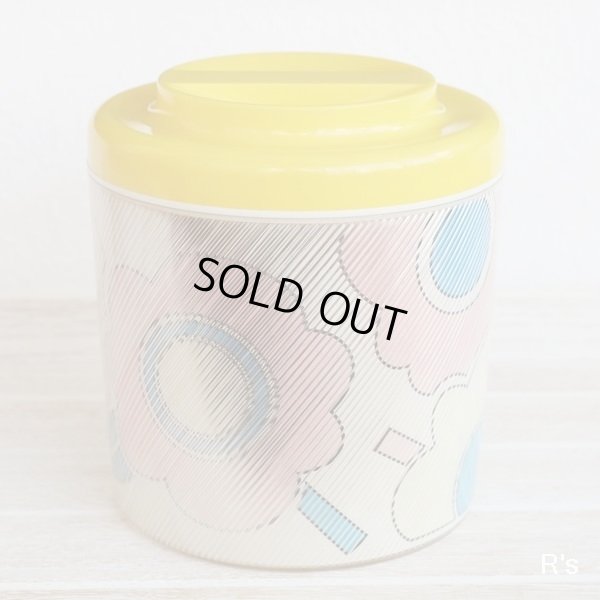 画像2: レトロ　キャニスター　調味料入れ　プラスチックケース　花柄　蓋イエロー　ユーズド品（し5041）