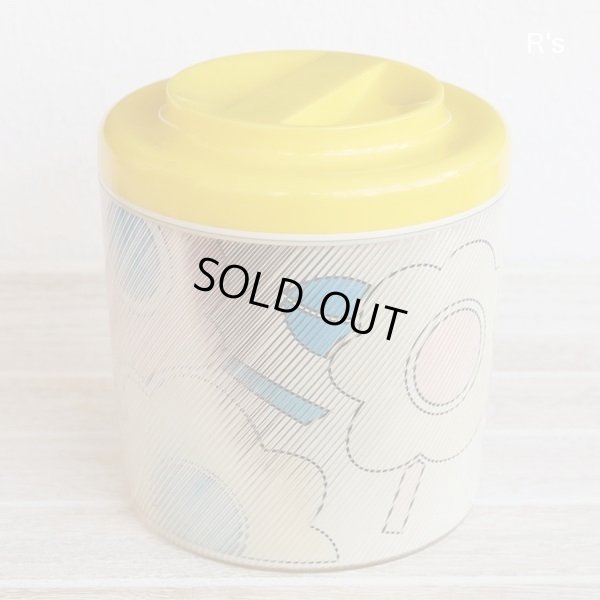 画像4: レトロ　キャニスター　調味料入れ　プラスチックケース　花柄　蓋イエロー　ユーズド品（し5041）