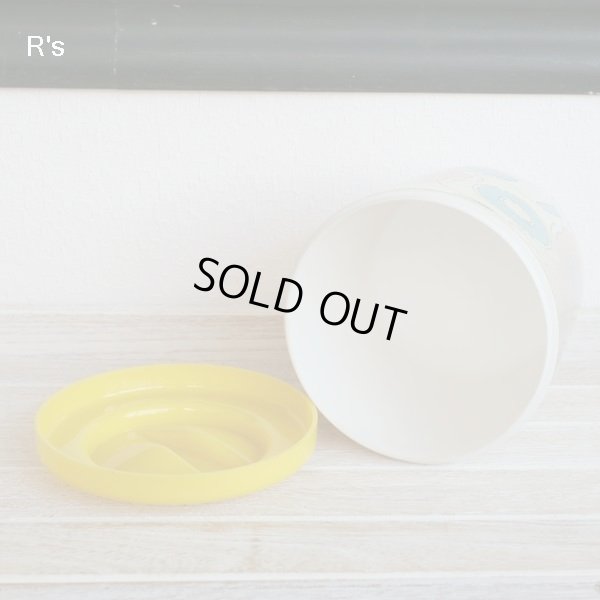画像5: レトロ　キャニスター　調味料入れ　プラスチックケース　花柄　蓋イエロー　ユーズド品（し5041）