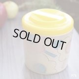 レトロ　キャニスター　調味料入れ　プラスチックケース　花柄　蓋イエロー　ユーズド品（し5041）