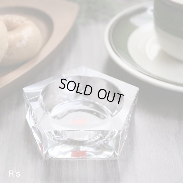 画像1: HOYA　GLASS　ホヤクリスタル　レトロ　ガラス灰皿　5角形　未使用品（ｊ5064）