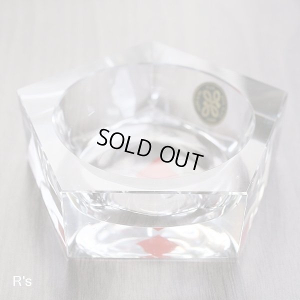 画像2: HOYA　GLASS　ホヤクリスタル　レトロ　ガラス灰皿　5角形　未使用品（ｊ5064）