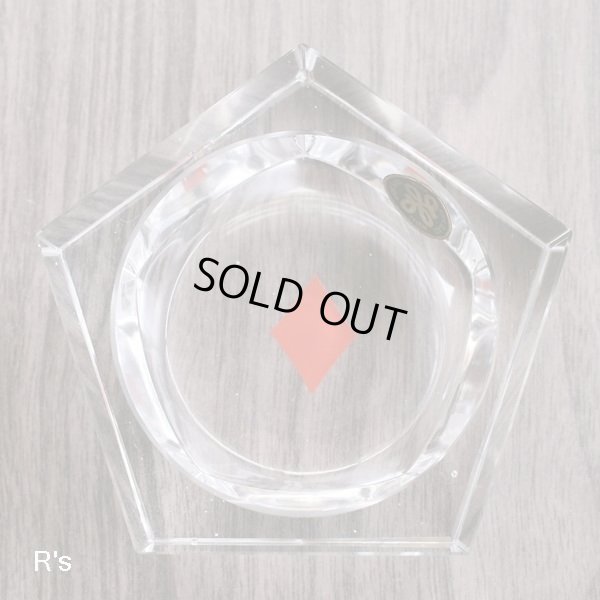 画像3: HOYA　GLASS　ホヤクリスタル　レトロ　ガラス灰皿　5角形　未使用品（ｊ5064）