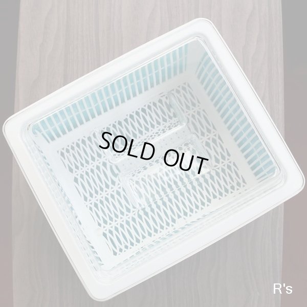 画像4: Ｙ・Ｋ印　ヨシカワ　レトロ　水切りカゴ　蓋付き　ブルー　ユーズド品（店5083）