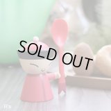 イタリア　ALESSI　アレッシィ　Mr.Chin　エッグカップ　赤　ソルトキャニスター＆スプーン付き　未使用品　説明書付き（シ5113）