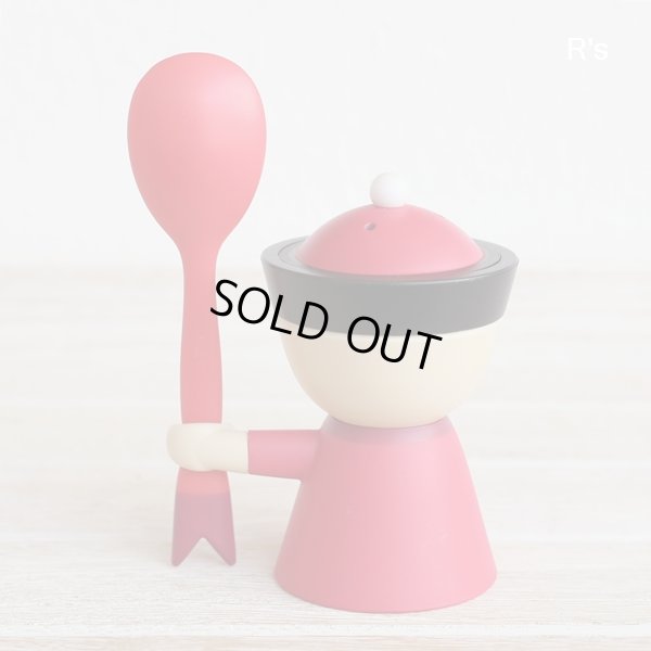 画像3: イタリア　ALESSI　アレッシィ　Mr.Chin　エッグカップ　赤　ソルトキャニスター＆スプーン付き　未使用品　説明書付き（シ5113）