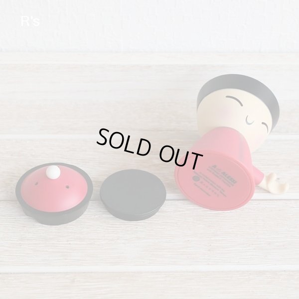 画像5: イタリア　ALESSI　アレッシィ　Mr.Chin　エッグカップ　赤　ソルトキャニスター＆スプーン付き　未使用品　説明書付き（シ5113）