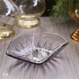 レトロ　ガラスプレート　小皿　放射紋　パープル　未使用品（ニ5121）