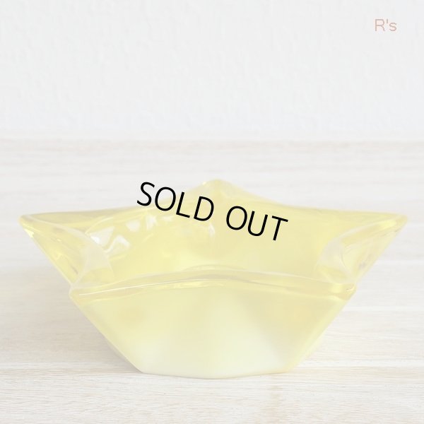画像2: Sasaki　Glass　佐々木硝子　レトロ　星型　ガラス　キャンドルスタンド　燭台　イエロー　未使用品（ハ5233）