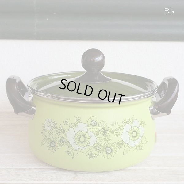 画像2: 荒川金属工業　マルビシ　カラーホーローウェア　20ｃｍソースポット　両手鍋　フローリー　グリーン　未使用品　箱付き（KK5256)