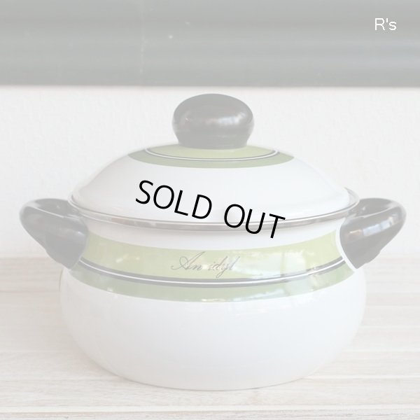 画像2: ルビー　ホーローウェア　20ｃｍ両手鍋　An idyl　グリーンライン　2.8L　未使用品（JJ5306)