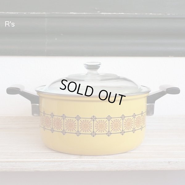 画像2: エベレスト　エナメルウェア　ホーロー両手鍋　20ｃｍ　蓋ガラス　イエロー　未使用品