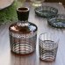 画像1: 薩摩切子　冠水瓶　ウォーターピッチャー＆グラスセット　赤縞　アンティーク品（JJ5308) (1)
