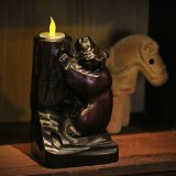 北海道民芸　木彫りの熊の置物　LEDキャンドル付き　ユーズド品（店5346）
