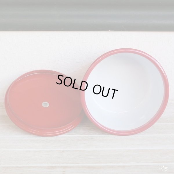 画像4: タチバナ　K&Y　ホーローキャニスター/小物入れ　赤　未使用品（ゆ5355）